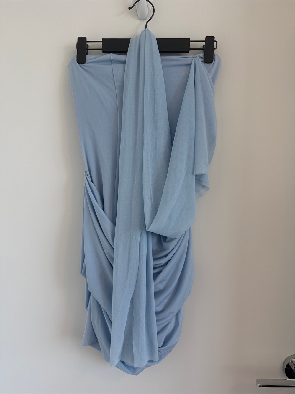 Meshki Light Blue Ruched Mini Dress - Picture 9 of 12